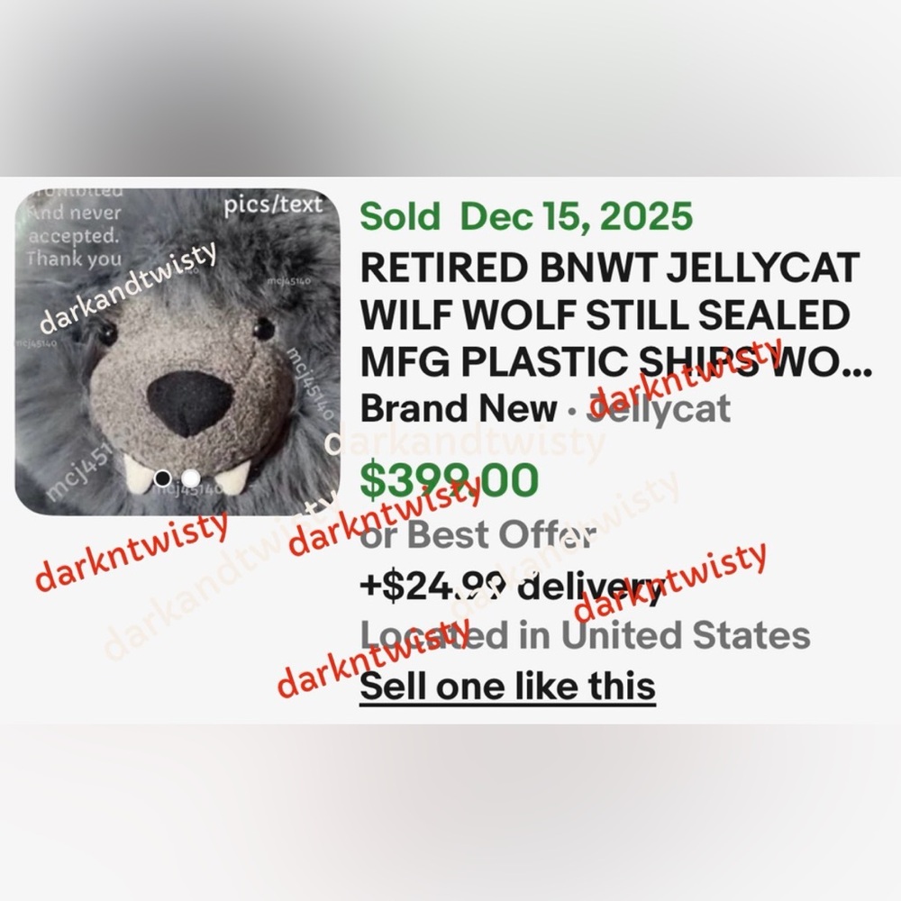 RETIRED RARE BNWT Jellycat Wilf Wolf SEALED IN MFG PLASTIC GR8 GIFT - Picture 14 of 15